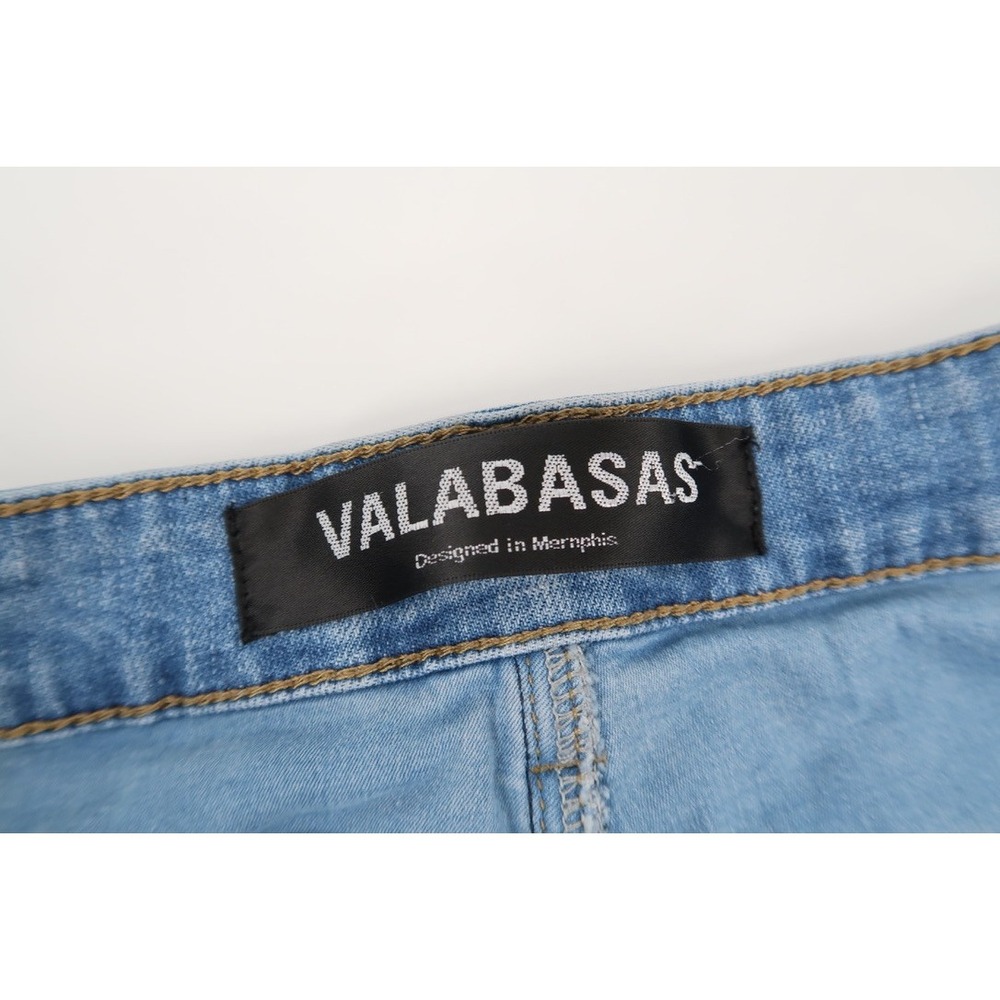 Valabasas Patchwork Jeans Men 32 Blue Button Fly Streetwear Denim Stacked Flared - Picture 3 of 14